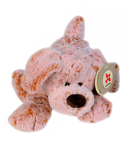  peluche chien blanc rouge brun 